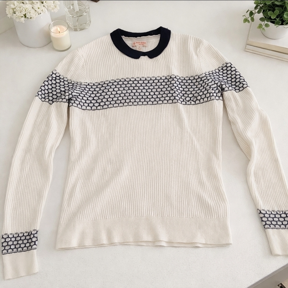Brooks Brothers White and Black Knit Sweater